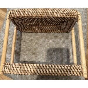 Nwt Threshold Handwoven Rattan 2 Tier Vanity Storage